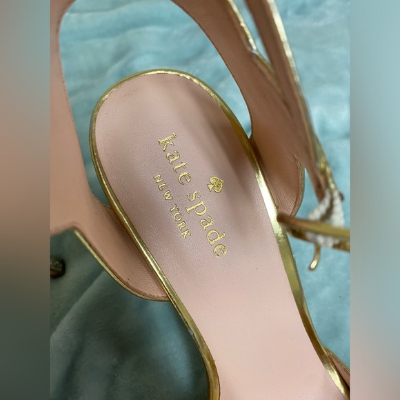 Kate Spade Women’s Oak Heeled Sandal Gold Silver Glitter Size 8.5 - Picture 2 of 9